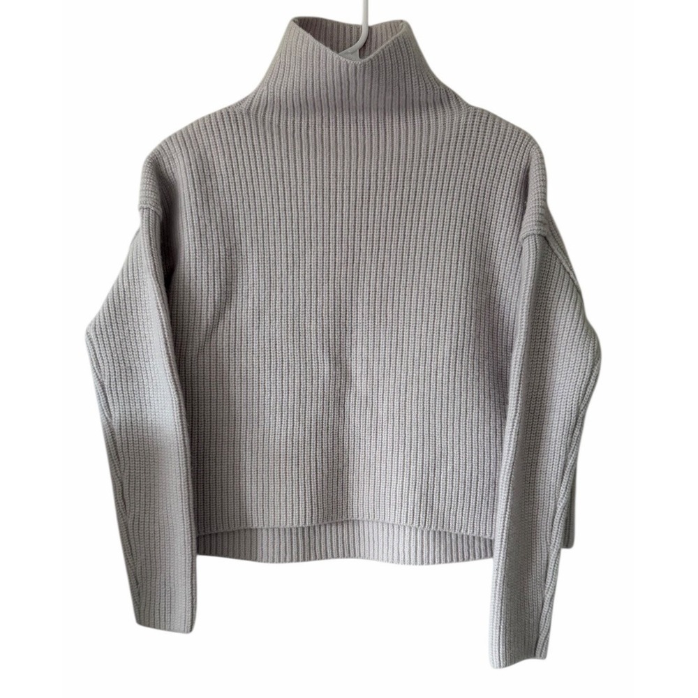 A.L.C 100% Merino Wool Ribbed Cropped Sweater Beige Women's Size Small